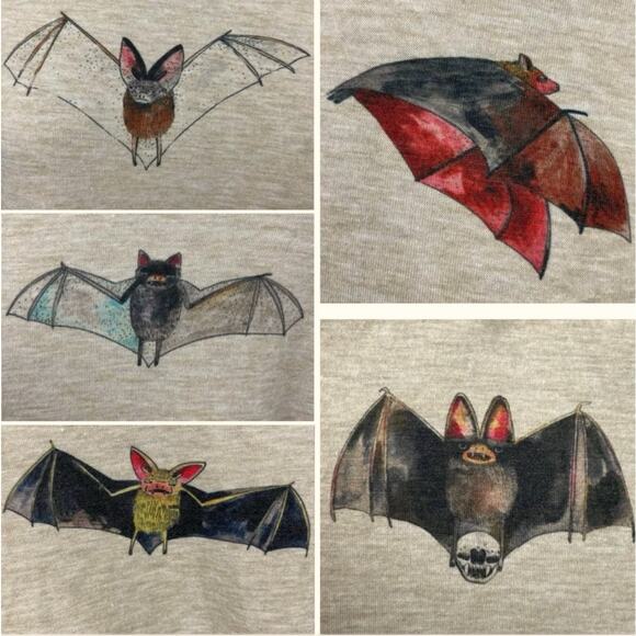 Bat Print Mini Dress Halloween Long Sleeve Spooky Fall Whimsigoth Pepaloves M - Picture 5 of 11